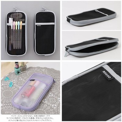 【可愛い♡】Hermes キャンバスペンケース ☆ パープル×ホワイト ☆ ペンケース 透明 大容量 gcasec4101
