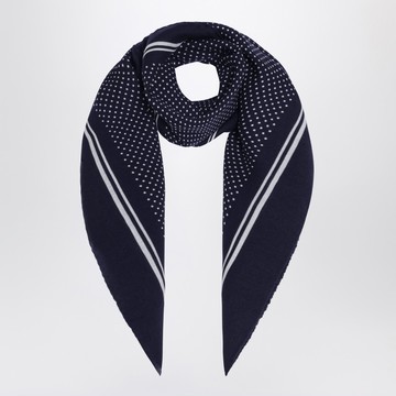 Navy blue wool polka-dot bandana