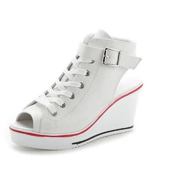 【Taroko】不敗款帆布魚嘴鏤空厚底坡跟休閒涼鞋(4色全尺碼)