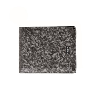 【FREED】經典 Epsom 粒面真皮短夾 - 鉑金灰