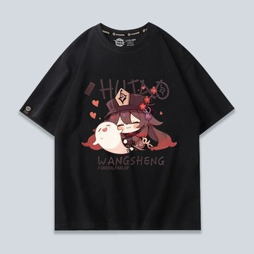 臺灣出貨🎊原神卡通胡桃T恤男衣服短袖胡桃遊戲周邊潮流夏潮牌休閒寬鬆大減價🎁