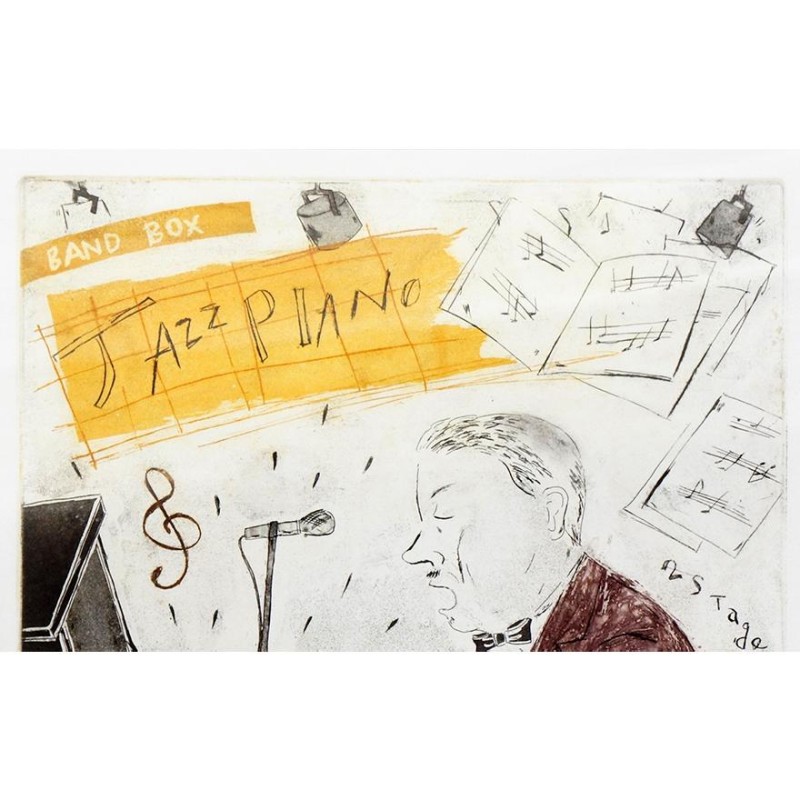 山岡康子 ジャズピアノ JAZZ PIANO 銅版画 50部限定の22番 F6号弱 額装 p-138 | LINEショッピング