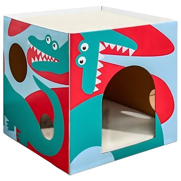 Paper Park 洞洞貓抓屋  36 x 36 x 36cm  1個  鱷魚 藍色 + 綠色 + 紅色