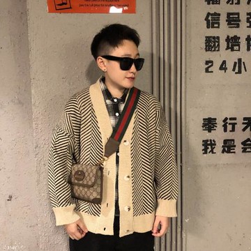 弗瑞格 日系寬松韓版條紋針織開衫外套毛線衣le帥特洛克風潮流男