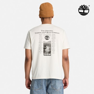Timberland 男款白色海報圖案短袖T恤|A5TSBCM9