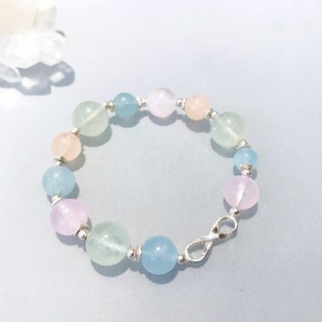 Ops Morganite bracelet-摩根石/銀/粉嫩/天然石/手鍊/彈性/禮物