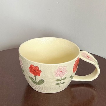 花信子 陶瓷雕花馬克杯 500ml