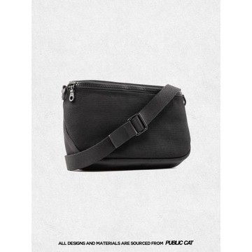 PUBLICCAT公務貓小眾設計師黑色帆布男士休閑單肩斜挎手機小背包