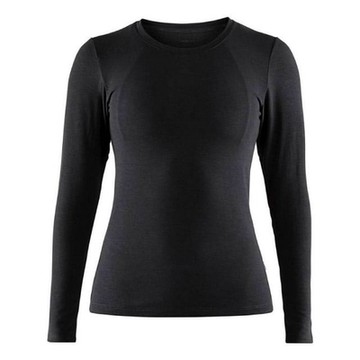 【Craft】女 Essential Warm RN LS W Misty 全天候保暖輕量保暖長圓領排汗衣內搭衣.衛生衣.上衣_1906583-999000 黑