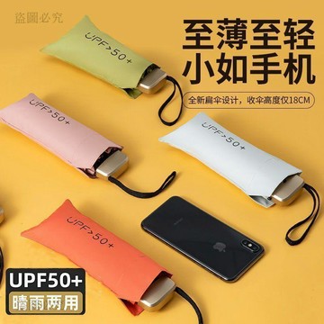 實用好物😉迷你五折膠囊傘 超輕巧扁收納 黑膠防曬抗UV 晴雨兩用 口袋傘 學生便攜遮陽傘 迷你折疊傘0D3a