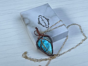 220726 wire wrapping 拉長石 銅線 繞線 吊墮