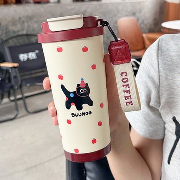 咖啡杯外出攜帶不漏大容量不銹鋼水杯女生高顏值美式隨手杯保廠家