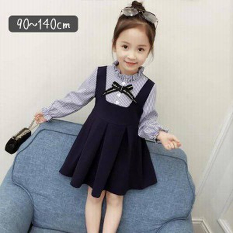 子供服 女の子 ワンピース ドッキングワンピース セットアップ風 長袖 90 100 110 1 130 140 黒 ブラック 春 秋 ストライプ柄 リボン 通販 Lineポイント最大8 0 Get Lineショッピング