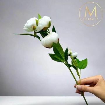 【Floral M】人間香奈兒山茶花優雅白仿真花花材1入組(人造花/仿真花/假花/花藝DIY/裝飾花材)