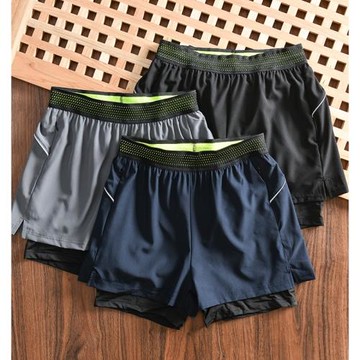 運動多面手 3M反光 外貿男女款高彈假兩件健身訓練運動跑步短褲夏