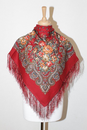 正品帕夫洛沃‧帕薩德俄羅斯羊毛披肩圍巾 柔軟 100% 羊毛 89x89 公分 1830-5