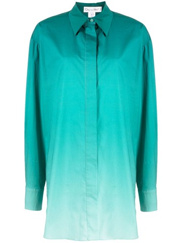 Oscar de la Renta - ombré-effect shirt jacket - women - Cotton/Elastane - 4 - Green