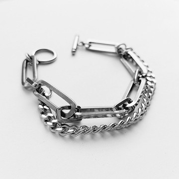 情人節 交換禮物探險家316L鈦鋼雙鍊交織手鍊 禮盒組 個性設計款