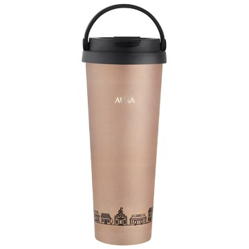 AURA 艾樂 台灣公司貨 小行星手提城市保溫杯 不鏽鋼內膽  1個  奶茶色  700ml