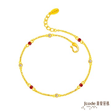 【J'code真愛密碼金飾】經典黃金腳鍊-紅琉璃