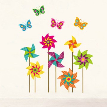 壁貼 蝴蝶 五彩風車 創意壁貼 無痕壁貼 壁紙 牆貼 室內設計 裝潢 Loxin