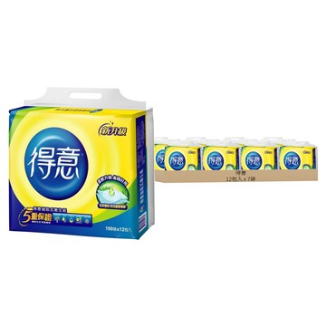 得意 連續抽取式花紋衛生紙 100張  12包  7袋