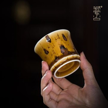 鄭家小口長沙窯 湘妃瓷普洱竹節杯高