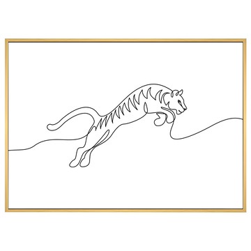 菠蘿選畫所 虎 跳躍 ANWP3405D 掛畫  40 x 30cm  木色