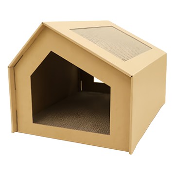 哈囉毛孩 升級款DIY貓抓板造型貓屋 優質瓦楞紙 四季皆宜 全齡貓適用  XL  卡其色  1個