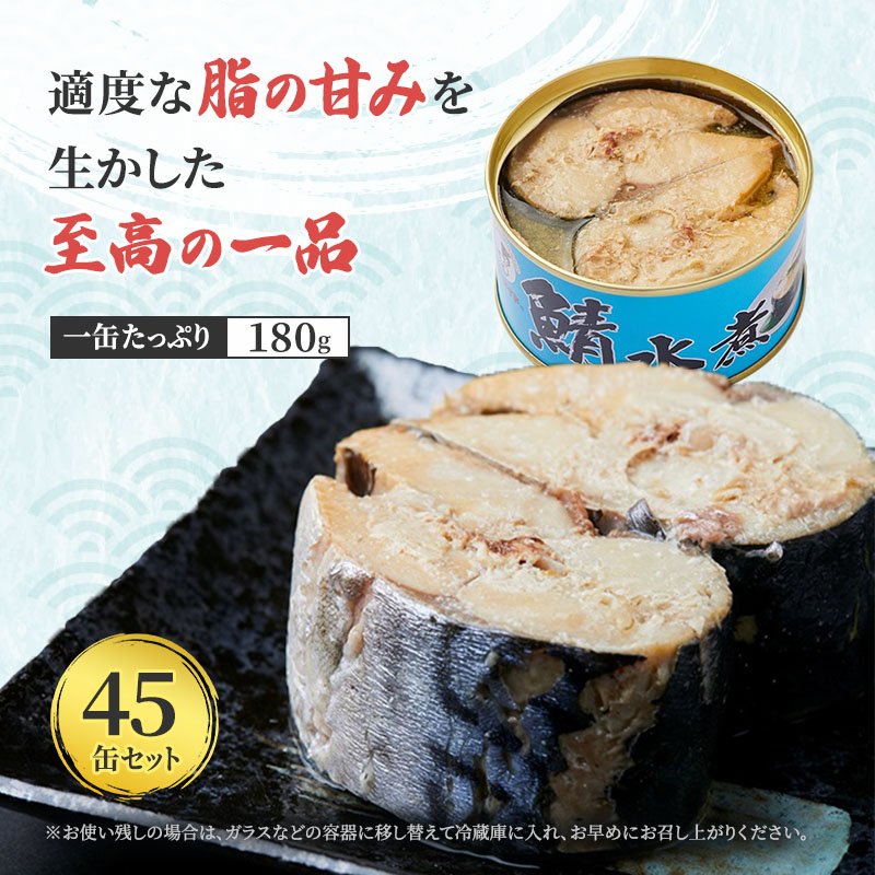 サバ缶 若狭の鯖缶 45缶 セット 水煮 鯖缶 さば サバ 鯖 缶 缶詰 魚 魚介 魚介類 海鮮 福井 若狭町