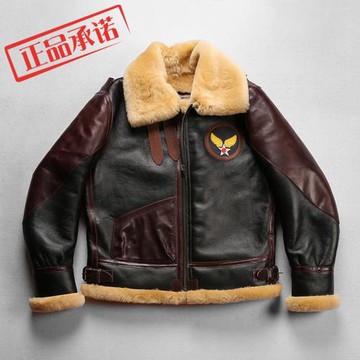 B3空軍飛行服男 新西蘭美利奴綿羊皮皮毛一體 加厚保暖真皮皮衣皮