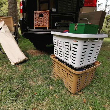 多功能露營手提方型收納籃 炭黑色