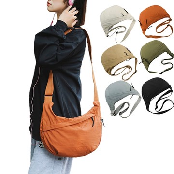 SPRING-輕量大容量時尚彎月尼龍肩背包斜背包 腋下尼龍水餃包-多色