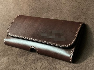 植鞣皮 手作手機包  腰包式手機袋  客製顏色 打印英文字