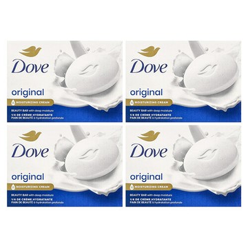 Dove, 深層保濕美容塊皂，白色，4 塊，每塊 3.75 盎司（106 克）