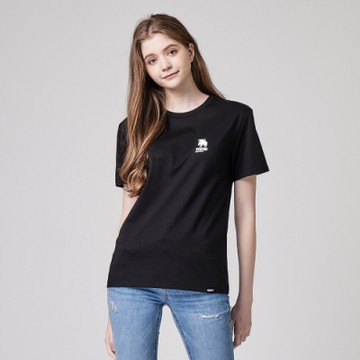 moz瑞典刺繡小駝鹿100%純棉短T-經典黑(亞洲版)女款