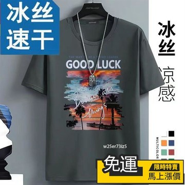 🔥 熱銷🔥100公斤🧊冰絲速幹衣 排汗衣 冰絲短袖t恤男 短袖男 冰絲男士夏季透氣網眼大碼帥氣半袖寬鬆體恤衫體恤