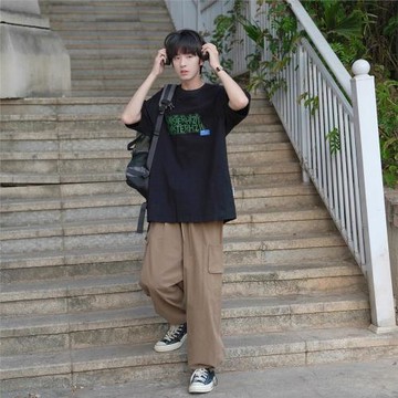GOGOSOON 100%棉270g 設計感小眾短袖T恤男夏季青少年高級感上衣