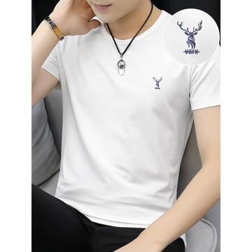 莫代爾白色t恤男士短袖2025新款夏季冰絲冰感半袖潮流潮牌體恤男