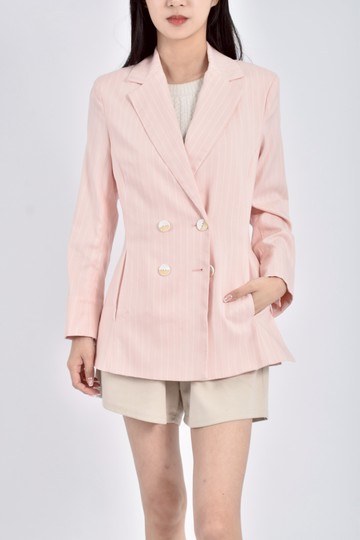 (S) g2000西裝條紋粉色外套