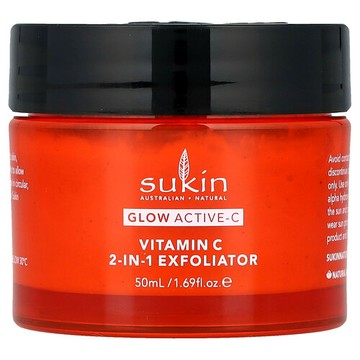 Sukin, Glow Active-C，維生素 C 2 合 1 去角質產品，1.69 液量盎司（50 毫升）