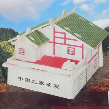 DIY木質拼圖 3D立體拼圖 模型屋(G-PH004九寨藏家房子.中2片入)/一個入(定49)~四聯木質拼圖 組合式拼圖