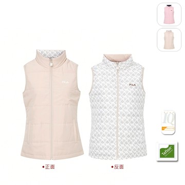 【FILA】女性 抗UV 雙面穿 鋪棉背心-卡其 5VEY-5718-BG
