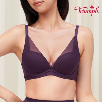 雲感塑形系列  托高V型無鋼圈內衣 紫黑