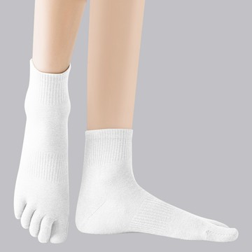 NICOFUN 愛定做 運動五趾短筒襪 fyk255toe17-42  白色  22.5~25cm  1套