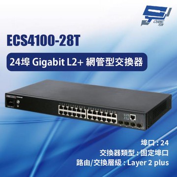 昌運監視器 Edge-corE Edgecore ECS4100-28T 24埠 Gigabit L2+ 網管型交換器