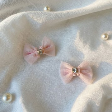 韓國 inpink 粉霧紗晶鑽蝴蝶結髮夾