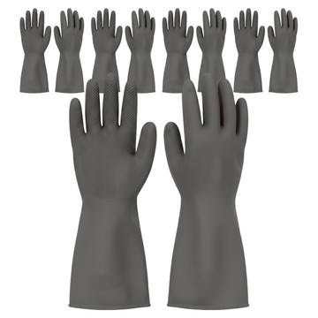 rubberlab 橡膠手套 手腕加長版  M(32 x 9.5cm)  灰色  5雙