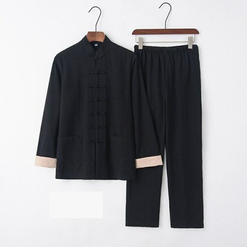 【巴黎精品】現貨+預購 新中式 唐裝漢服套裝兩件套-中國風長袖提花休閒長褲男套裝6色a1bx37