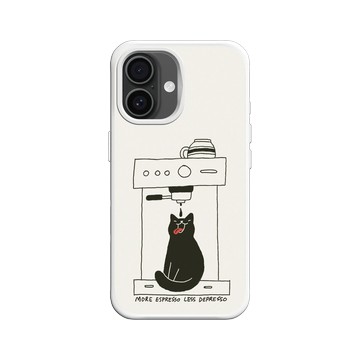 iPhone 16 SolidX 白 - ilovedoodle (Lim Heng Swee) - Coffee Cat: 多點濃縮，少點憂鬱